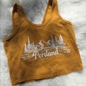 Portland Oregon mustard yellow crop top